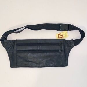 Giromy Samoni Black Patchwork Leather Large Fanny Pack Waist Bag